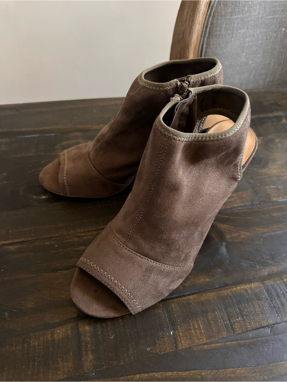Apt. 9 Brown Suede Peep-Toe Ankle Booties